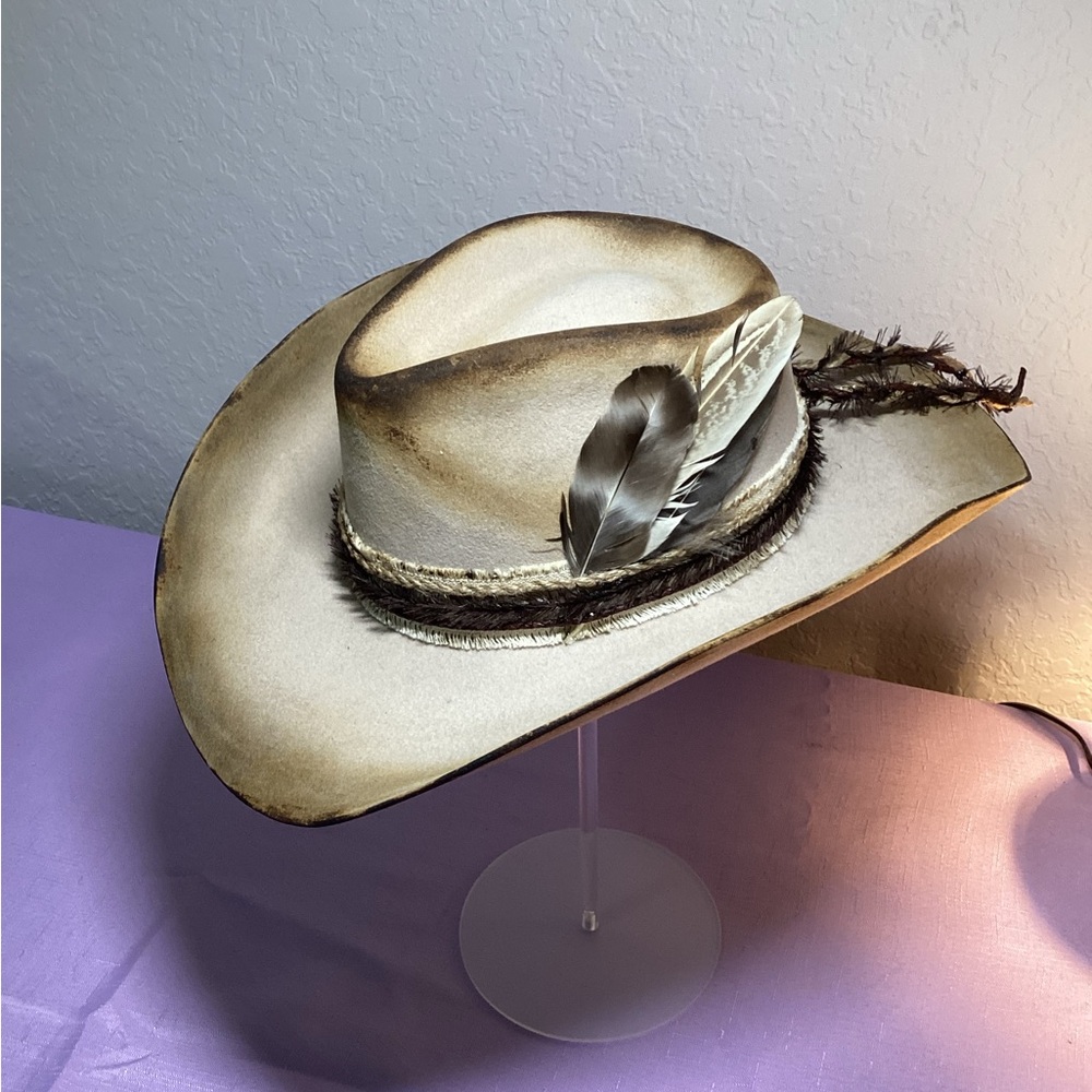 Rockin C custom burnt cowboy hat